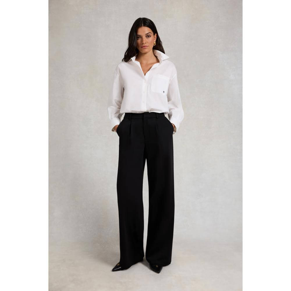 Holland Cooper Wide Leg Pleated Trousers